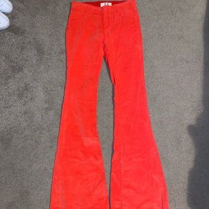 Free People Red Pull On Corduroy Flare